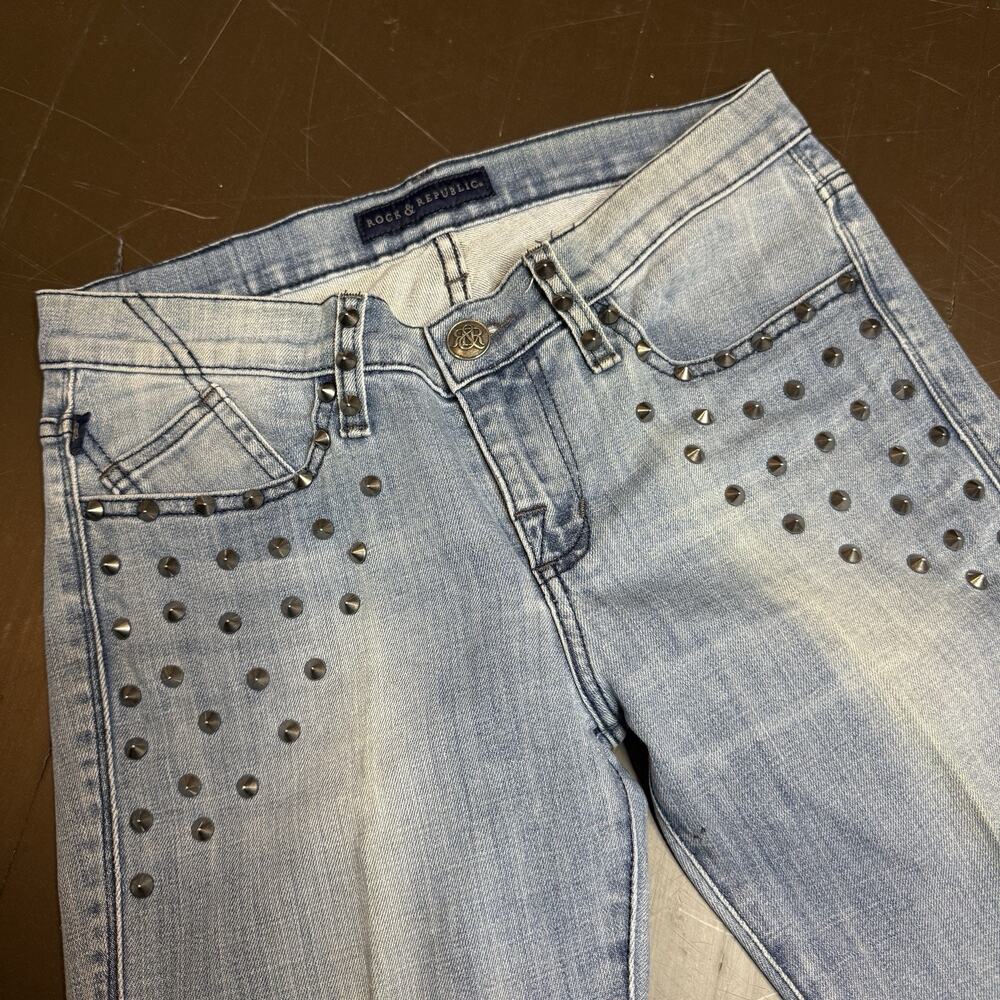 Rock & Republic Kasandra Women’s Studded Light Wash Jeans 6M Bootcut Designer
